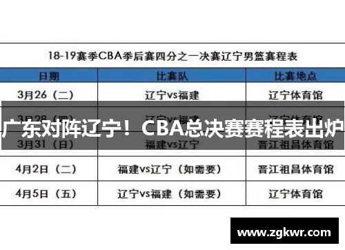 广东对阵辽宁！CBA总决赛赛程表出炉